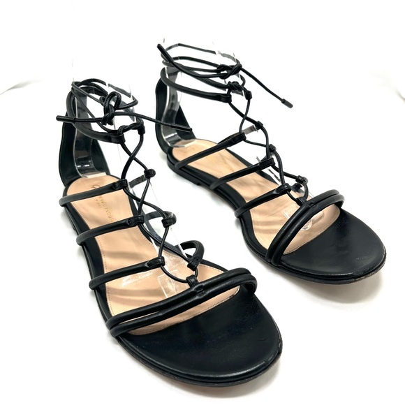 Gianvito Rossi Black Leather Strappy tie up wrap up sandal size 7 - Picture 2 of 10